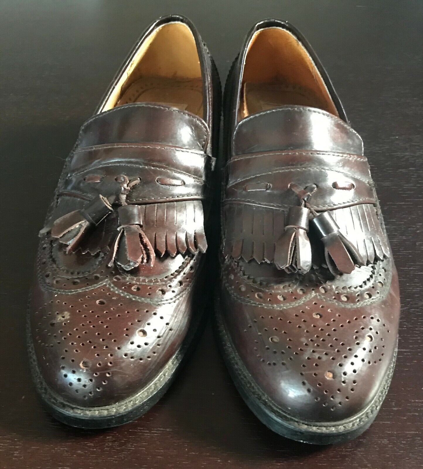 Mens LA VIANINI CALZATURE Shoes Brown Leather Brogue Style Tassel Trim Size 41 8