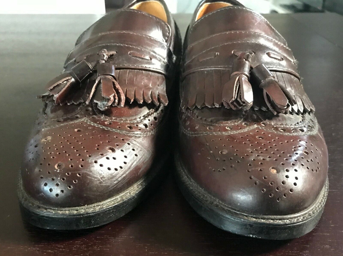 Mens LA VIANINI CALZATURE Shoes Brown Leather Brogue Style Tassel Trim Size 41 8
