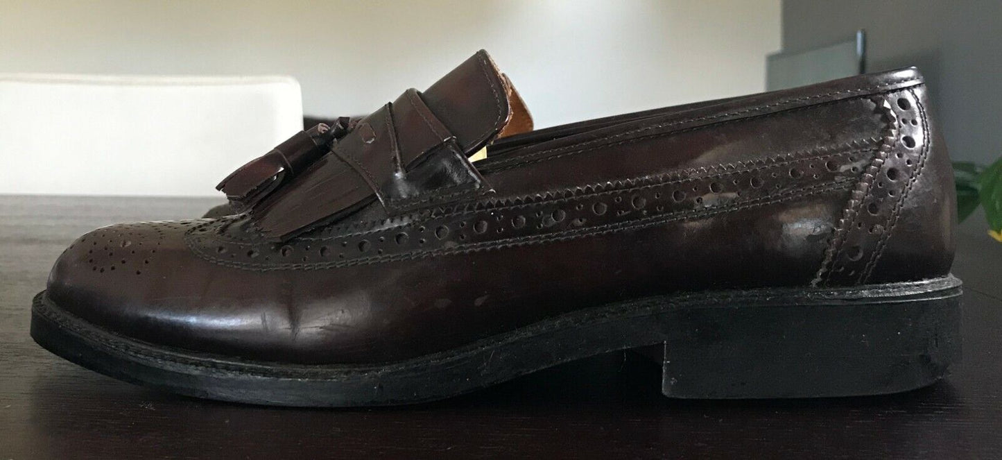 Mens LA VIANINI CALZATURE Shoes Brown Leather Brogue Style Tassel Trim Size 41 8