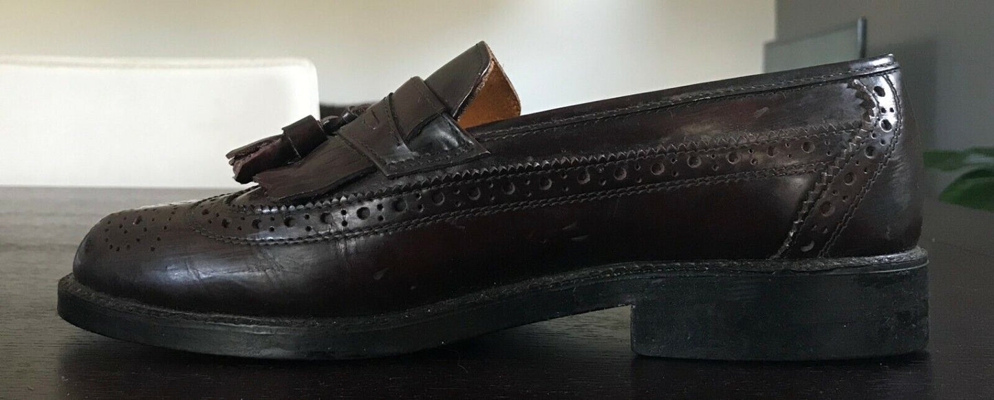 Mens LA VIANINI CALZATURE Shoes Brown Leather Brogue Style Tassel Trim Size 41 8