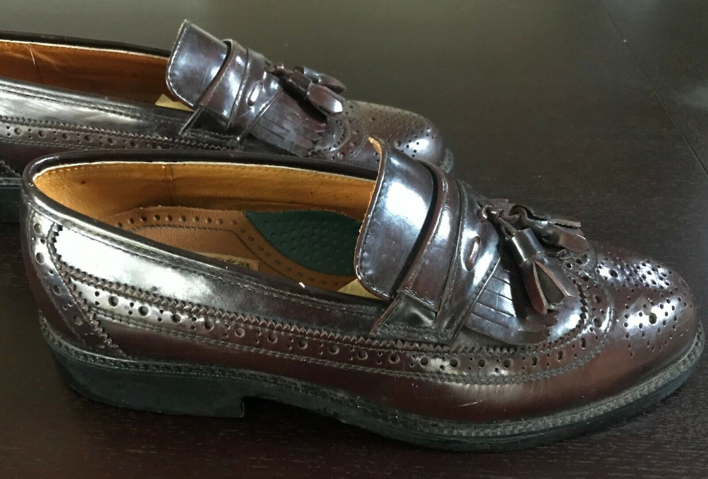 Mens LA VIANINI CALZATURE Shoes Brown Leather Brogue Style Tassel Trim Size 41 8