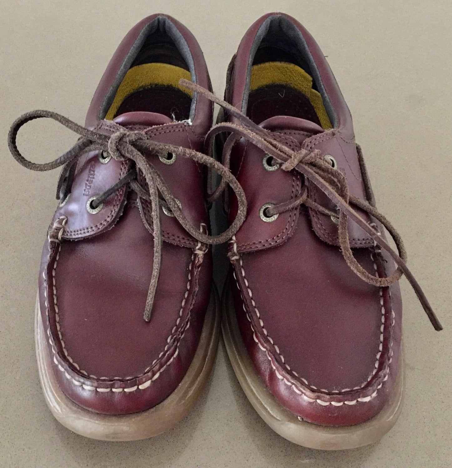 PORTLAND "Marine Pro" Boat Shoes Tan Leather Leather Laces Mens Size US 7 EU37.5