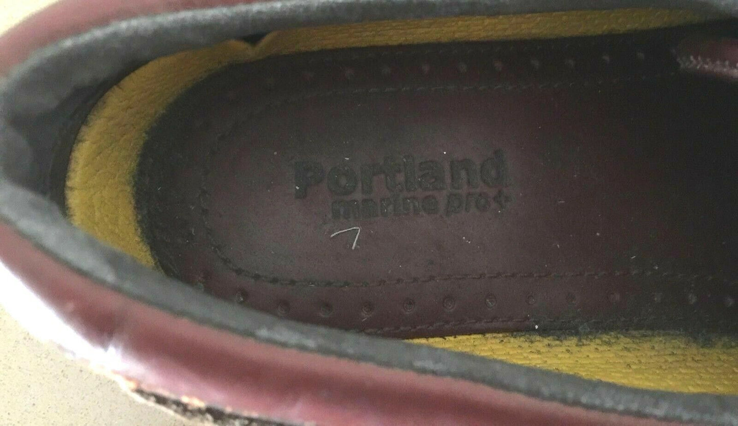 PORTLAND "Marine Pro" Boat Shoes Tan Leather Leather Laces Mens Size US 7 EU37.5