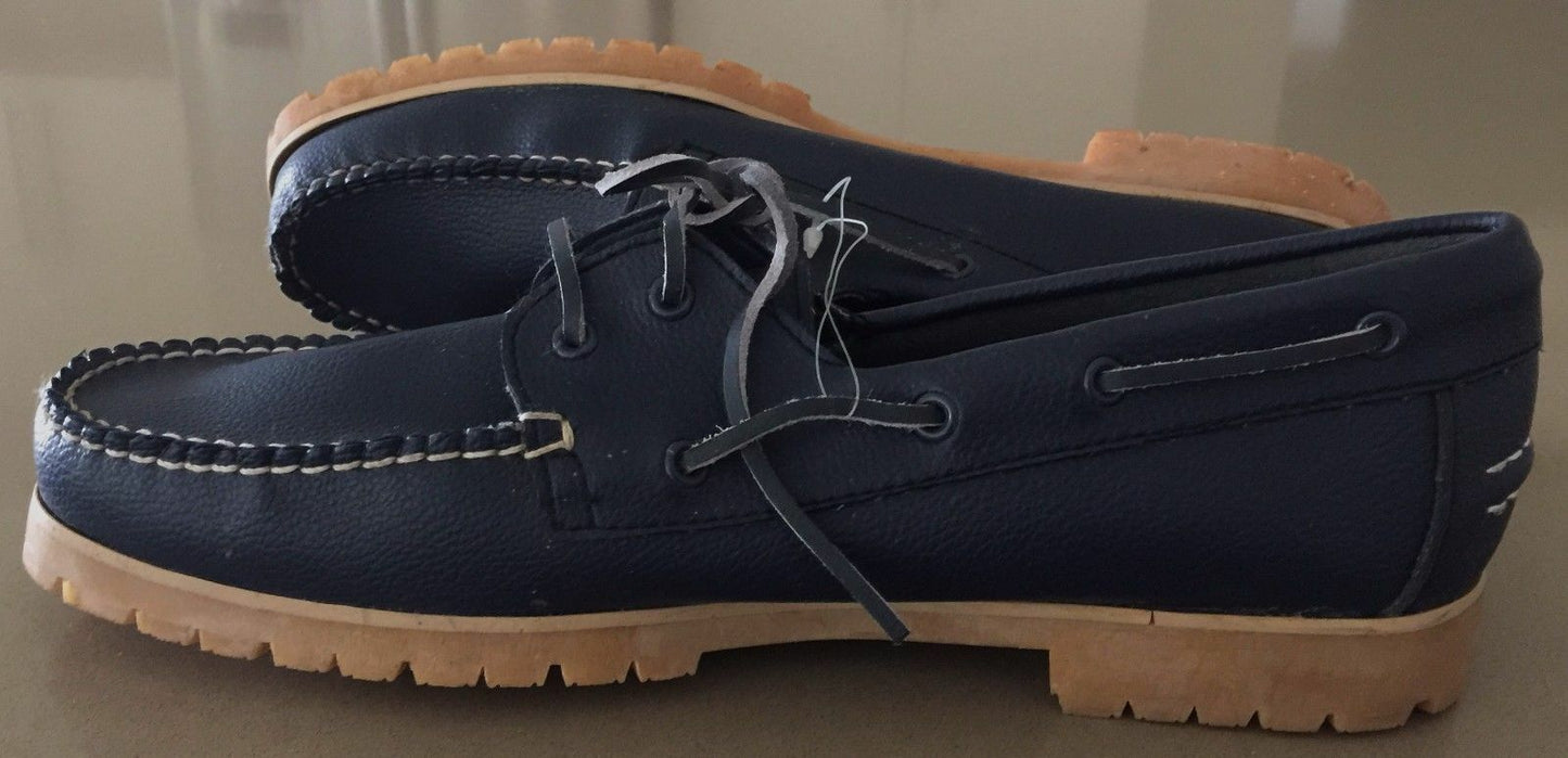 Mens CHEETAH SPORTS Boat Shoes Lace Up Navy Blue PU Casual Casual Size 9 New