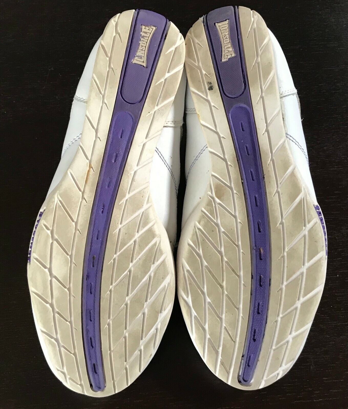 Ladies LONSDALE White & Purple Trim Laced Trainers Sneakers Shoes Size EU 39