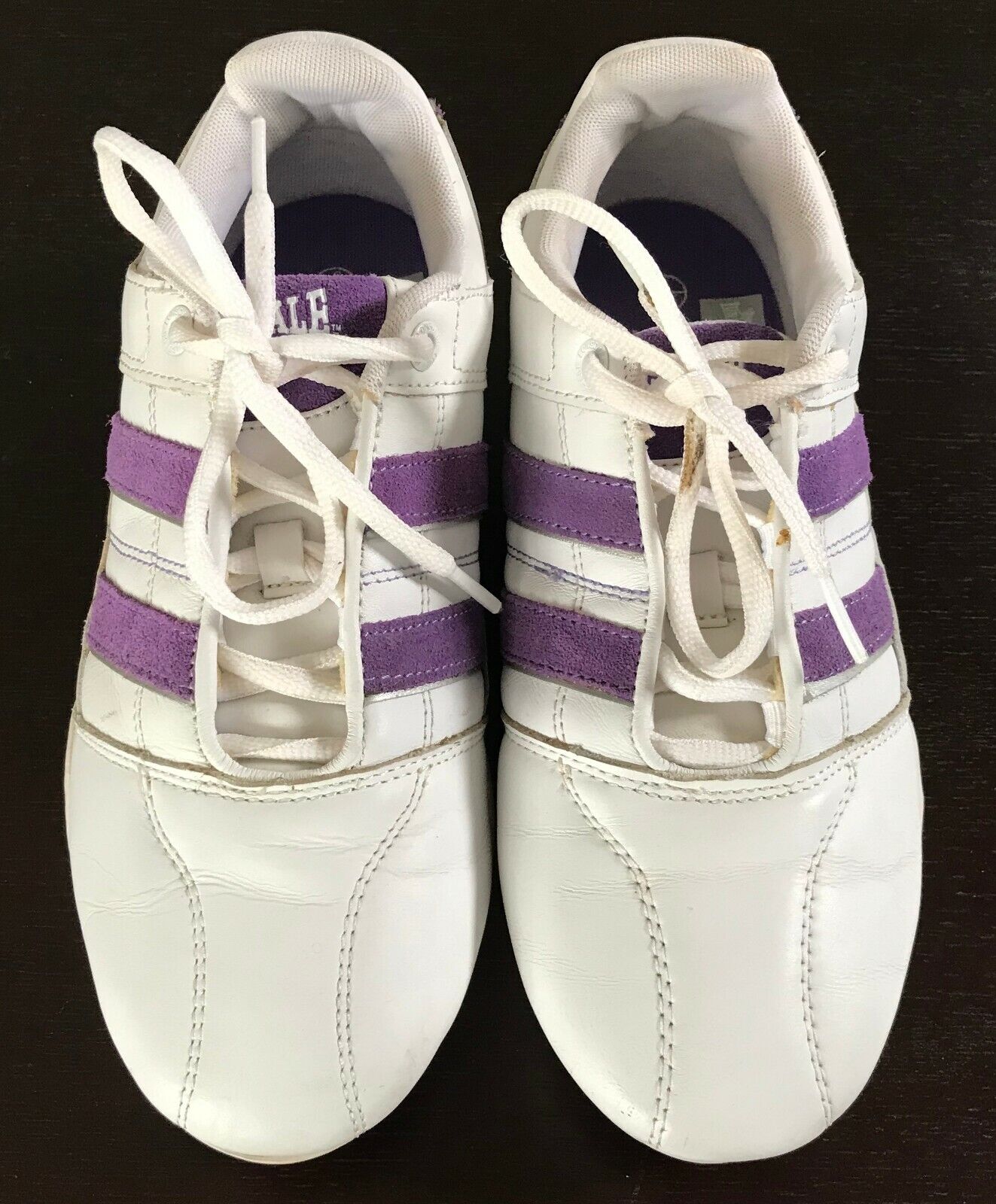Ladies LONSDALE White & Purple Trim Laced Trainers Sneakers Shoes Size EU 39