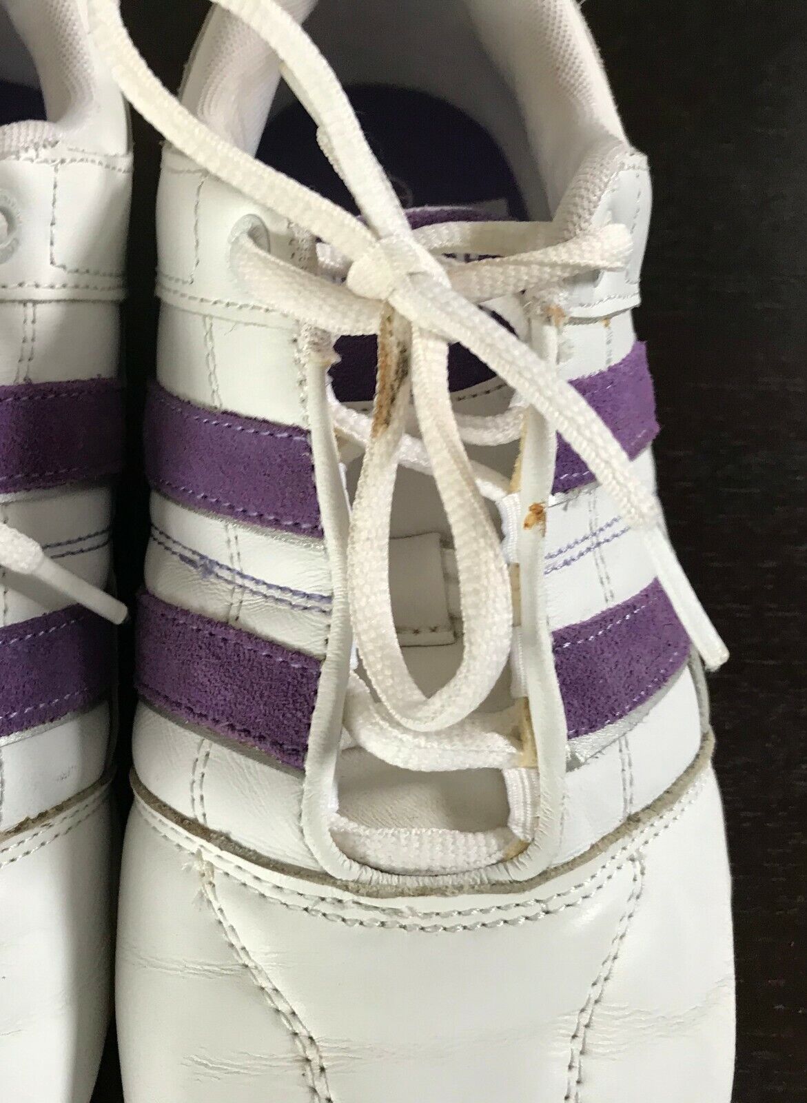 Ladies LONSDALE White & Purple Trim Laced Trainers Sneakers Shoes Size EU 39