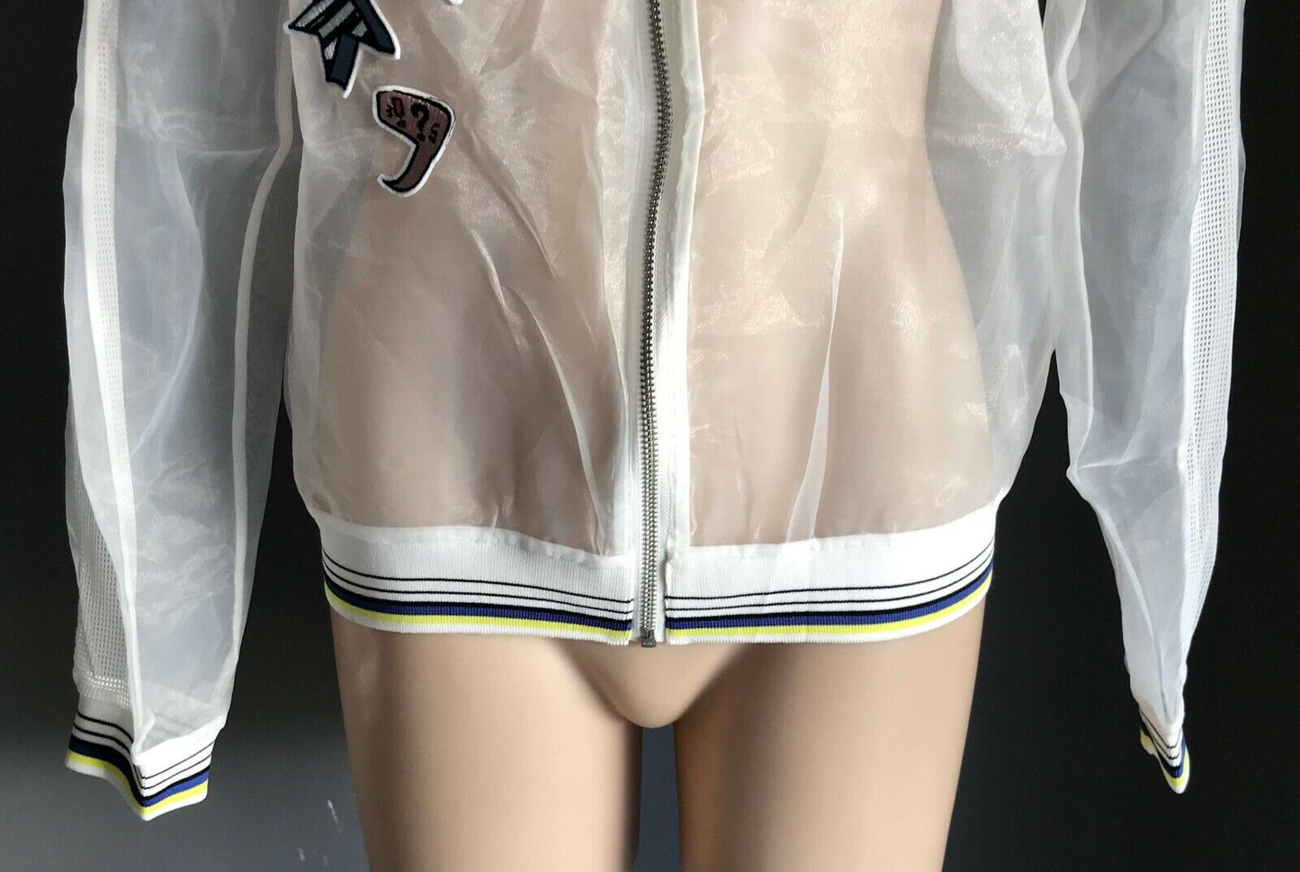 ONLY Bomber Jacket Sheer Organza "Fey Fey" Meme w Mesh Net Trim Ladies Size L