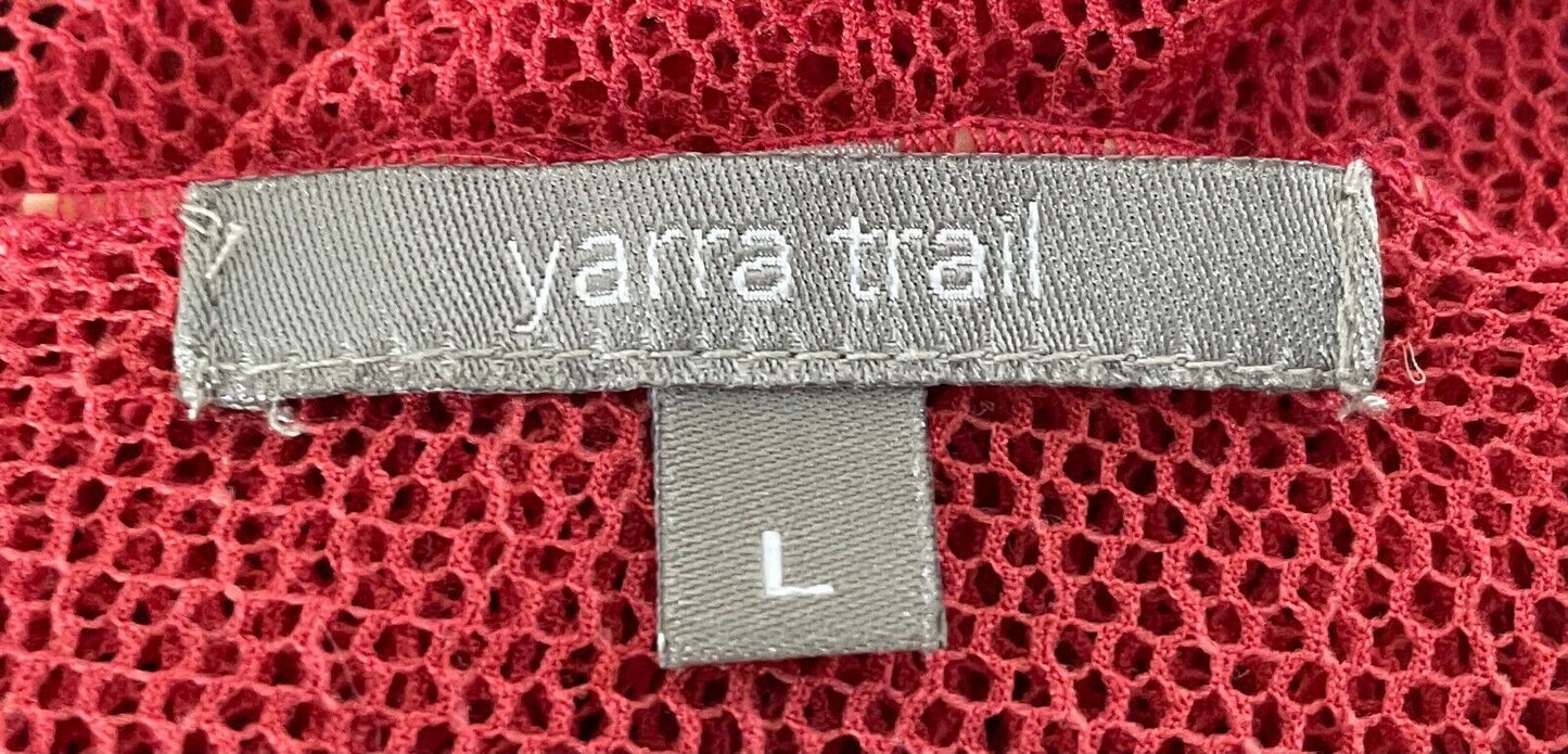 YARRA TRAIL Jacket Open Cardigan Rust Red 3/4 Sleeve Net Drape Front Sz L