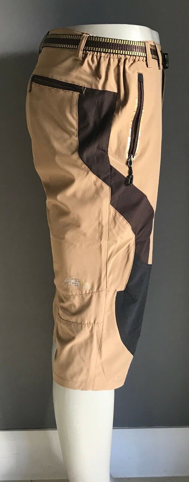 Mens BLACK YAK Pants Khaki & Brown Extreme Peak Quick Dry Hiking Capri Size 36