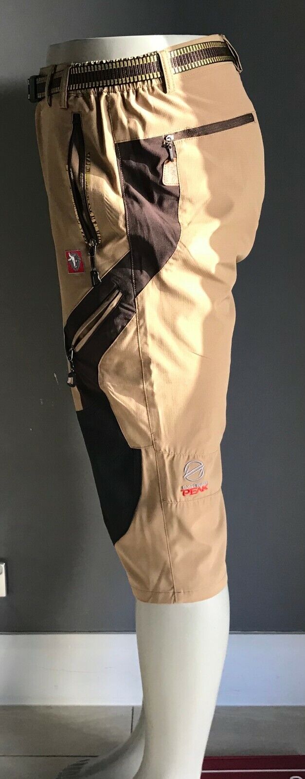 Mens BLACK YAK Pants Khaki & Brown Extreme Peak Quick Dry Hiking Capri Size 36