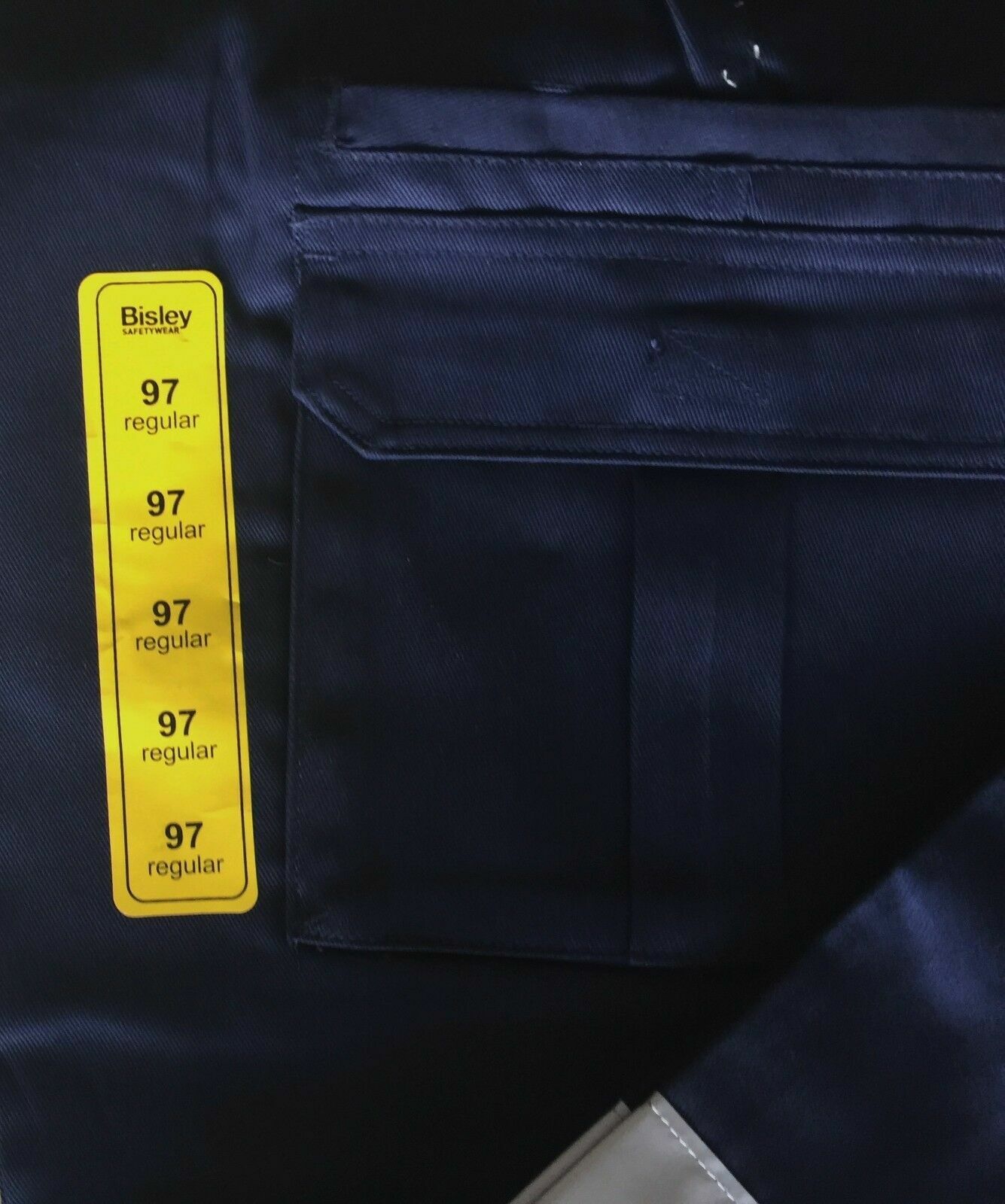 MensBISLEY HI VIZ Pants Cargo Safety Wear Navy Blue Reflective Tape Sz 97R New