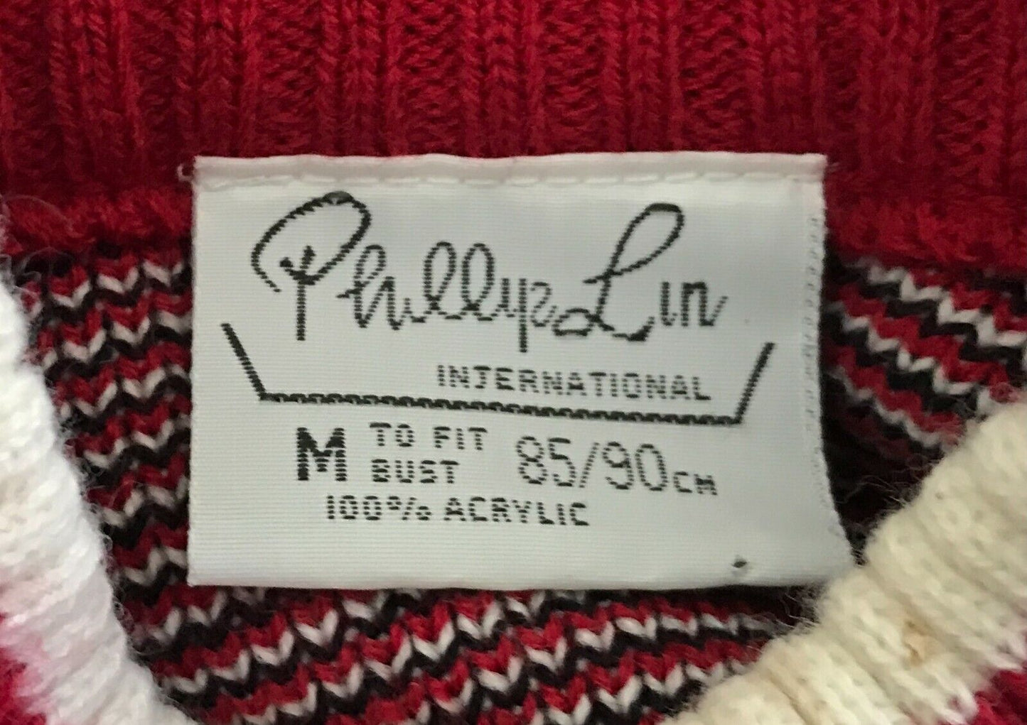 PHILLIP LIN Jumper Red Black White Snowflake Christmas Size M UGLYcore XMAS Vtg