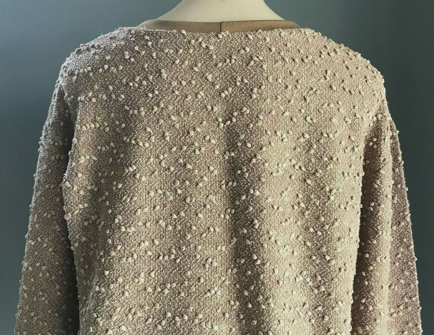 1980's PAUL CHRISTOPHE Gold Boucle Sweater w Sequin Trim Size 14 Greece New