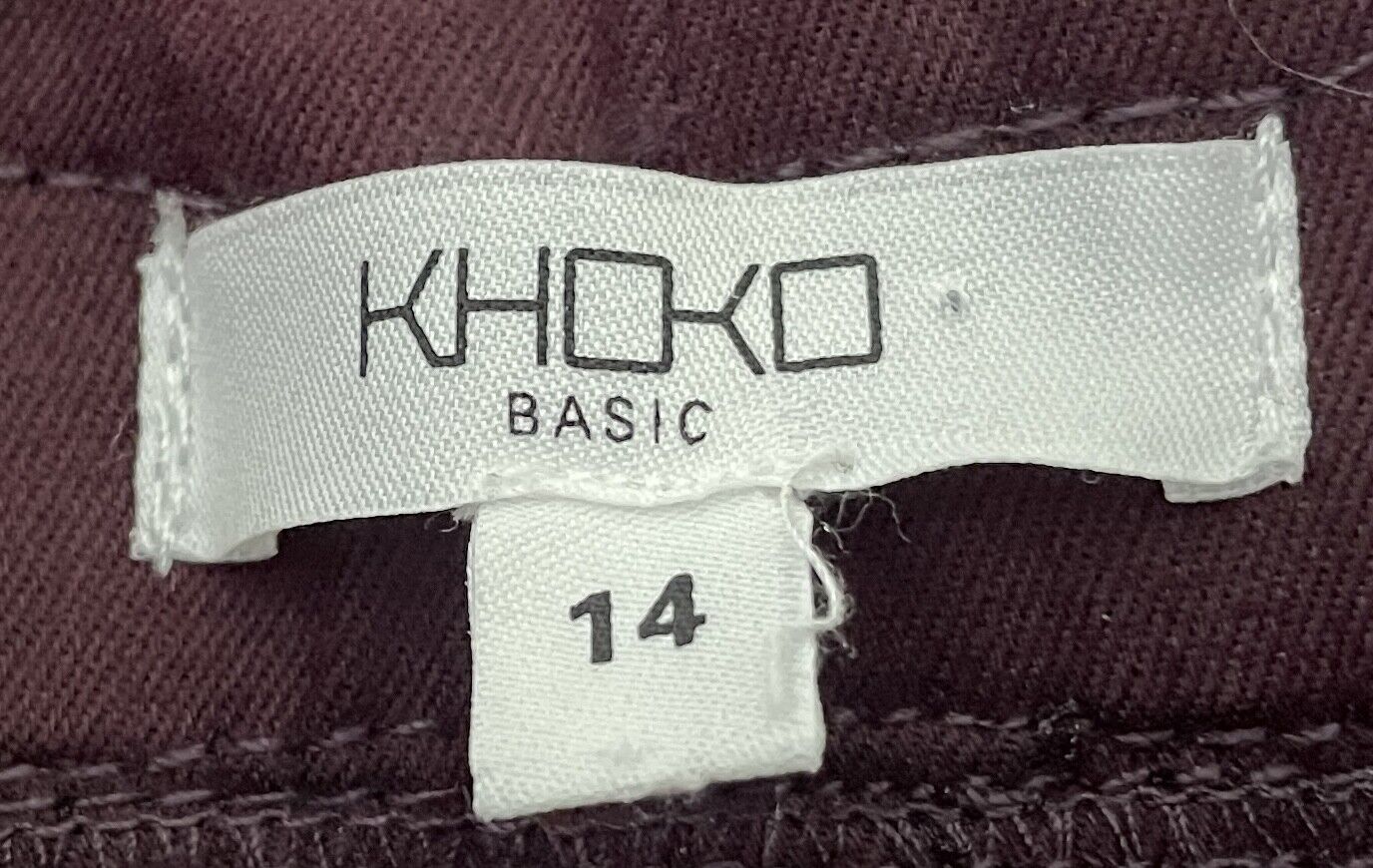 KHOKO Pants Skinny Leg Burgundy Full Length Stretch Bengaline Trousers Size 14