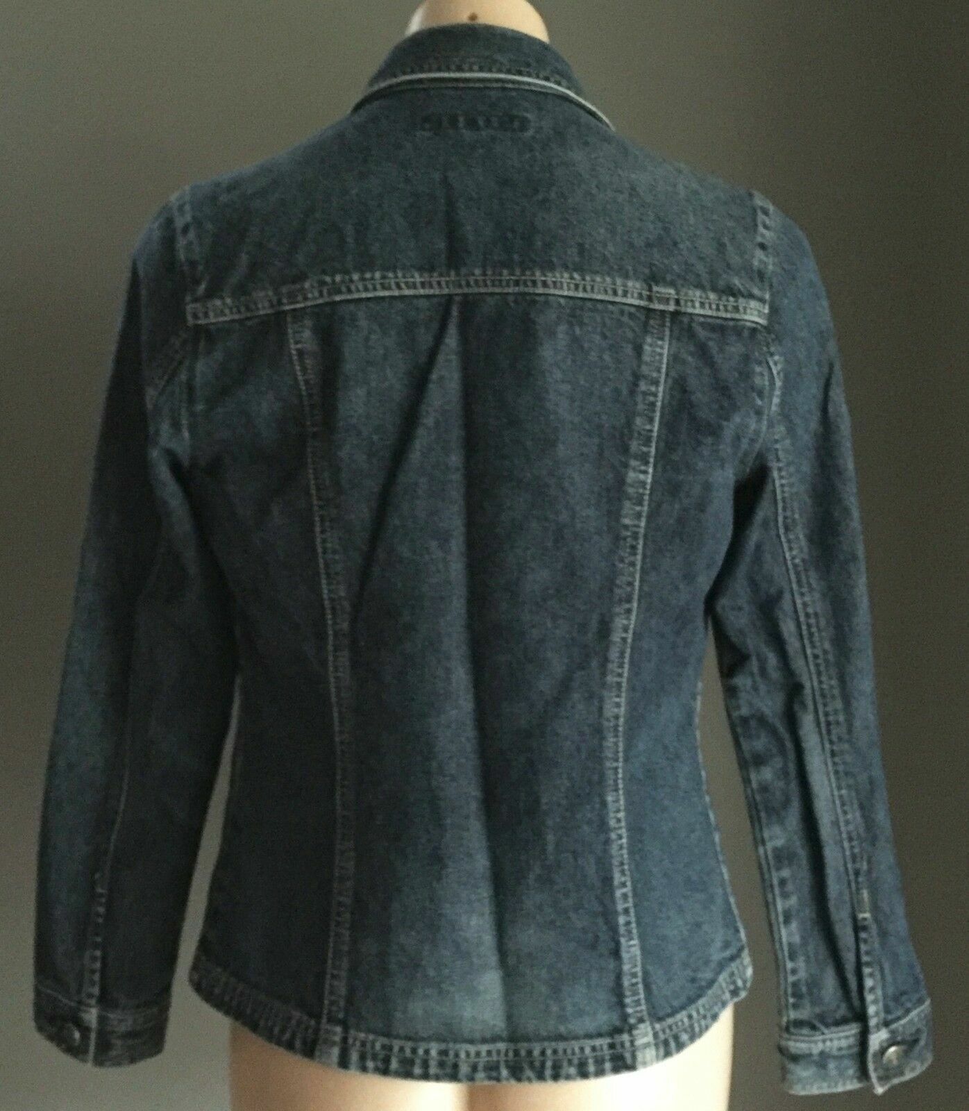 LIU HENG SE Denim Jacket Blue w Blue Bead Trim Ladies Size 8 10