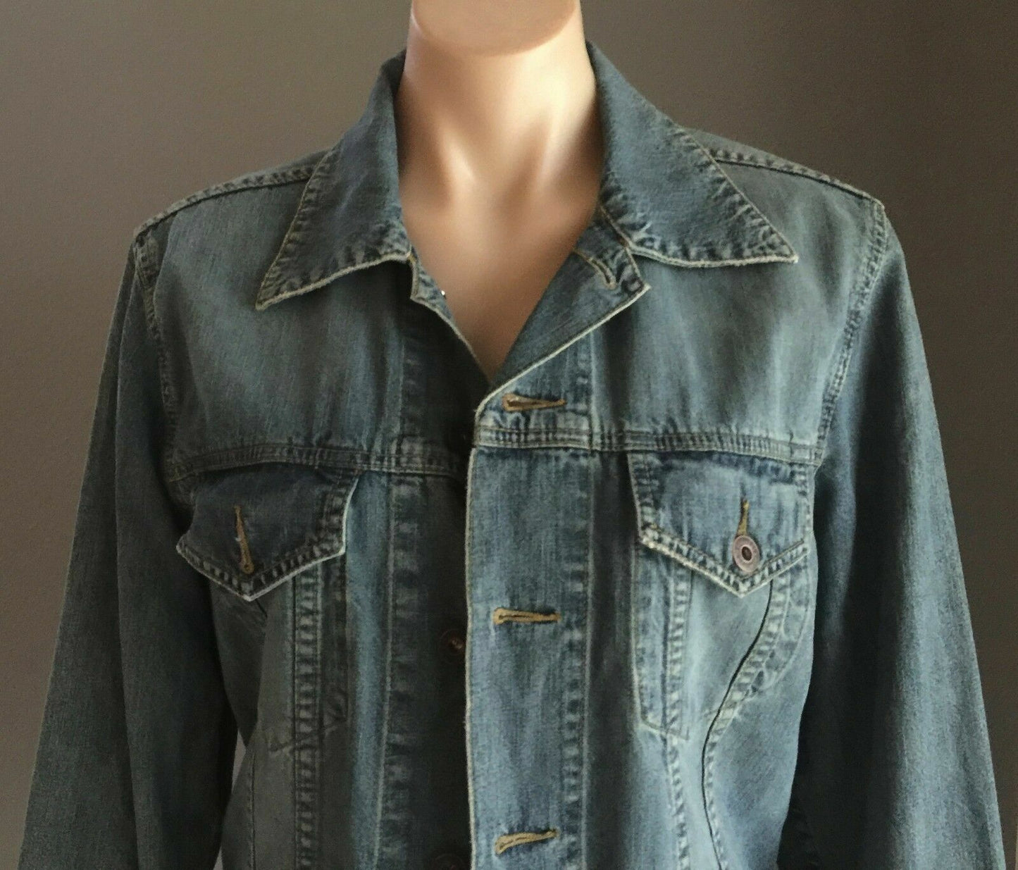 JEANSWEST Denim Jacket Blue Long Sleeve Ladies Sz 8 10 Biker MotoClassic Retro