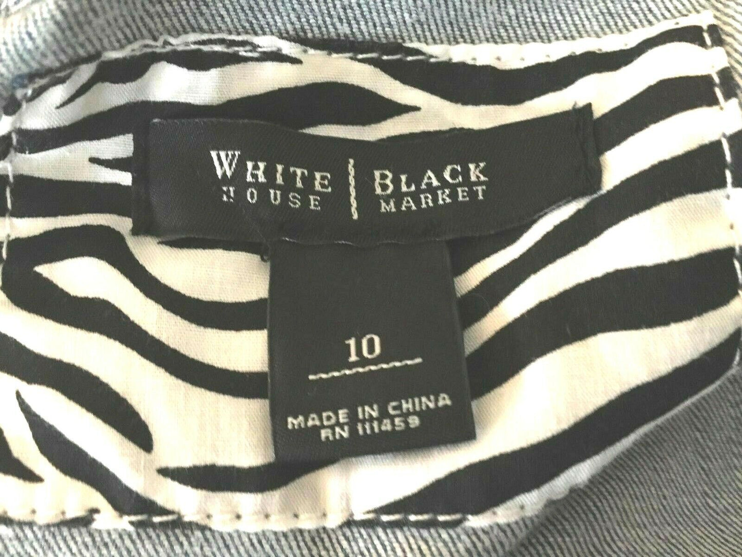 WHBM WHITE HOUSE BLACK MARKET Denim Jacket Blue Crop Ruffle Stretch Ladies Sz 10