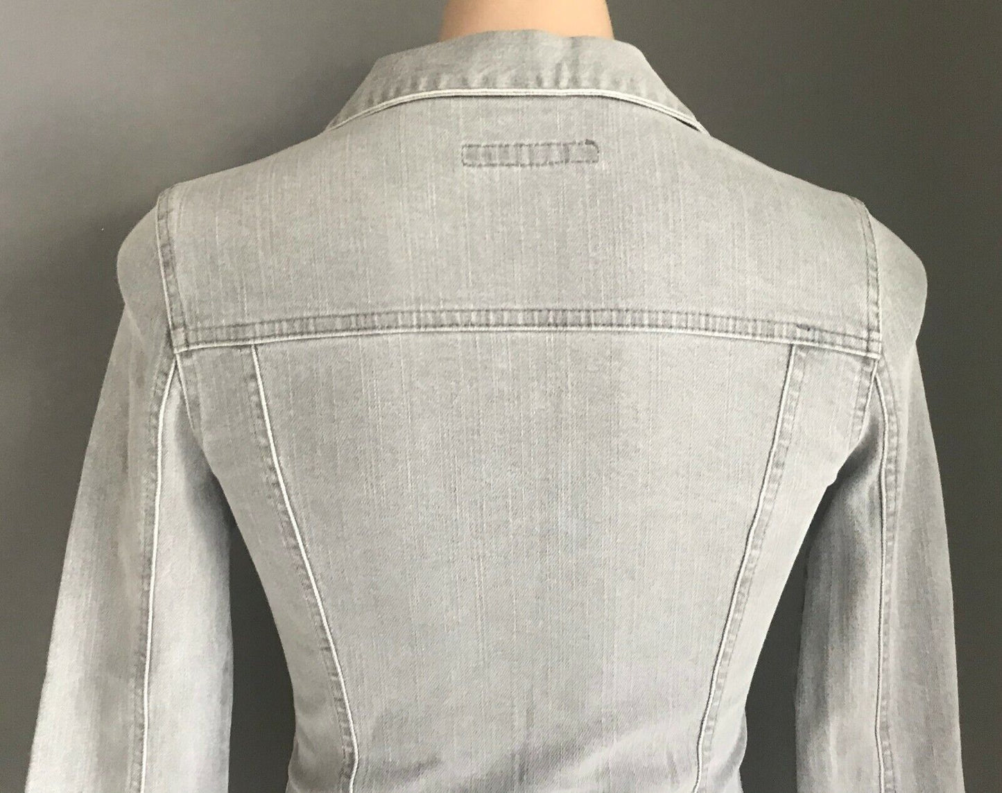 WISH DENIM Denim Jacket Grey Wash Denim Fitted Ladies Size 8 10