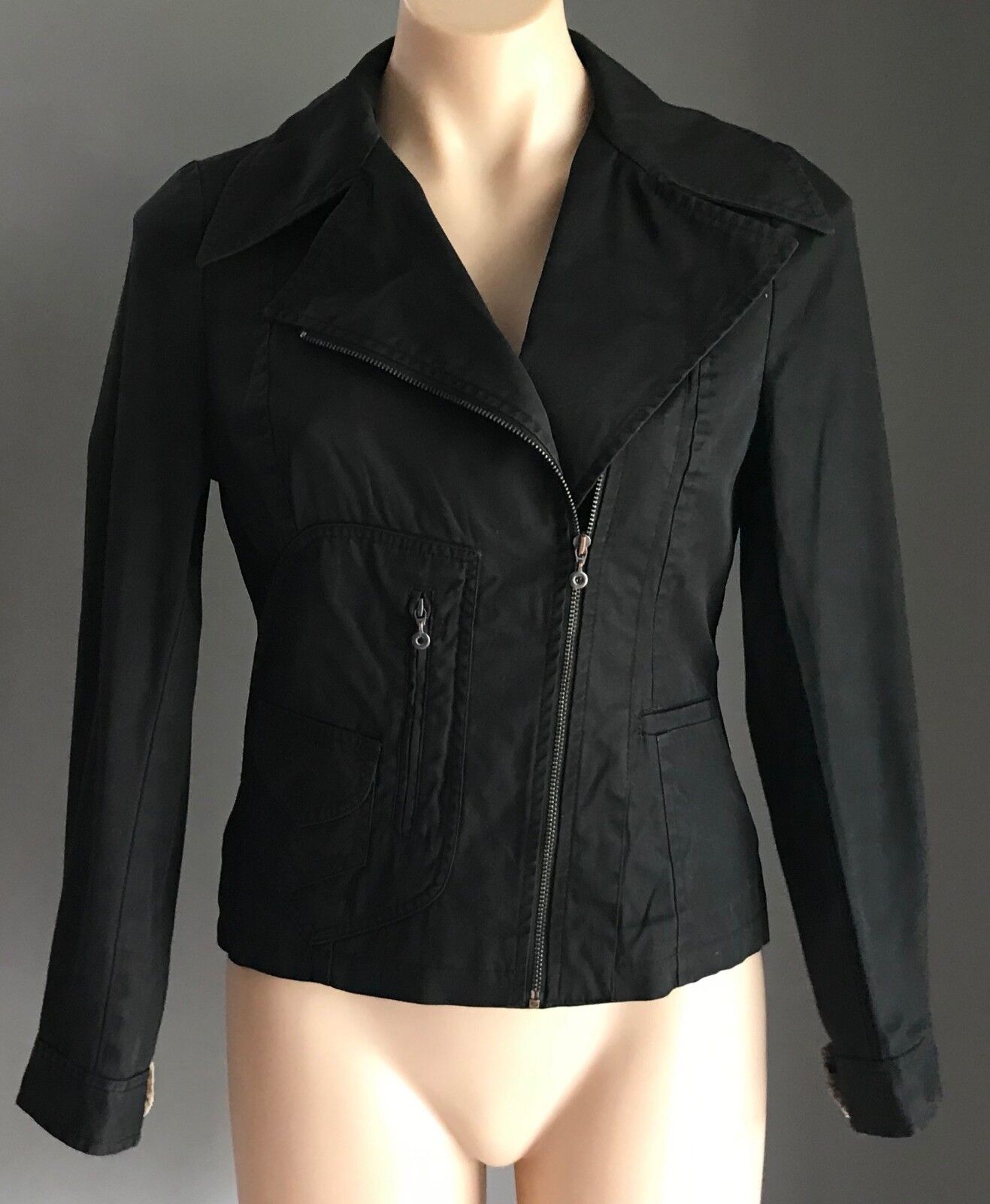 SCANLAN & THEODORE Jacket Black Moto Biker Style Cotton Ladies Size 10