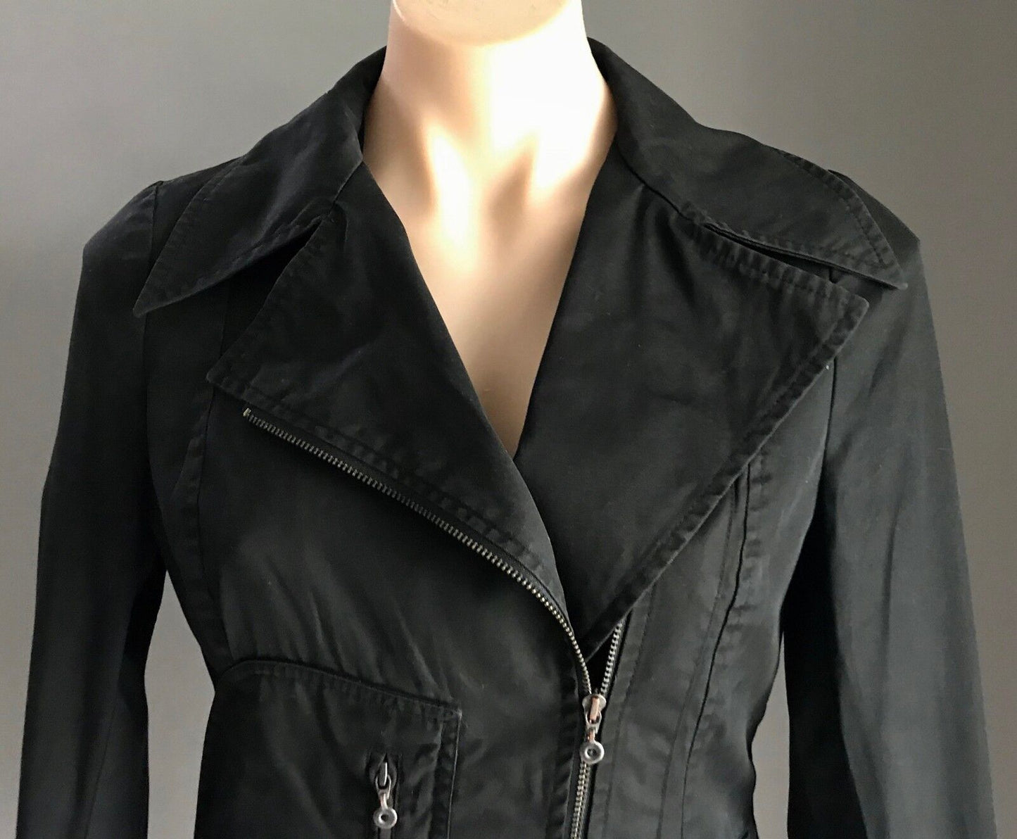 SCANLAN & THEODORE Jacket Black Moto Biker Style Cotton Ladies Size 10
