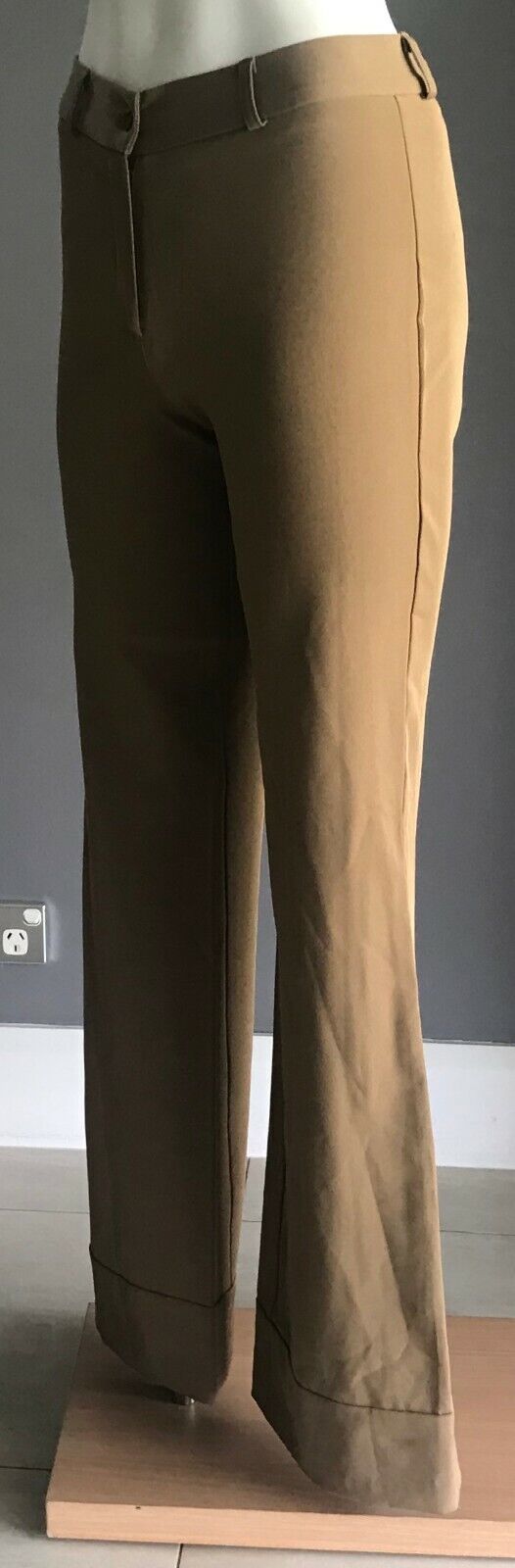 XCEPSION Pants Gold Earth High Waist Wide Cuff Leg Stretch Sz 8 New Vintage NOS