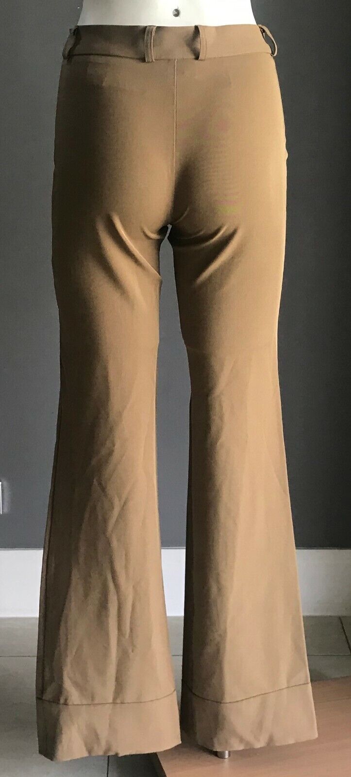 XCEPSION Pants Gold Earth High Waist Wide Cuff Leg Stretch Sz 8 New Vintage NOS