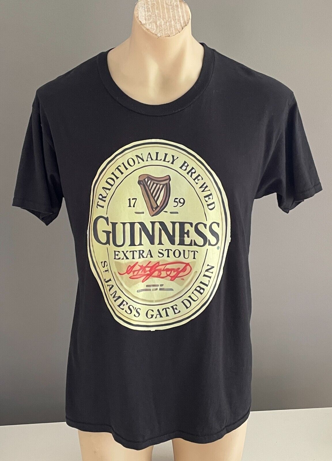 T-Shirt GUINNESS Extra Stout Logo Black Short Sleeve Chest 106cm Tee Dublin NEW
