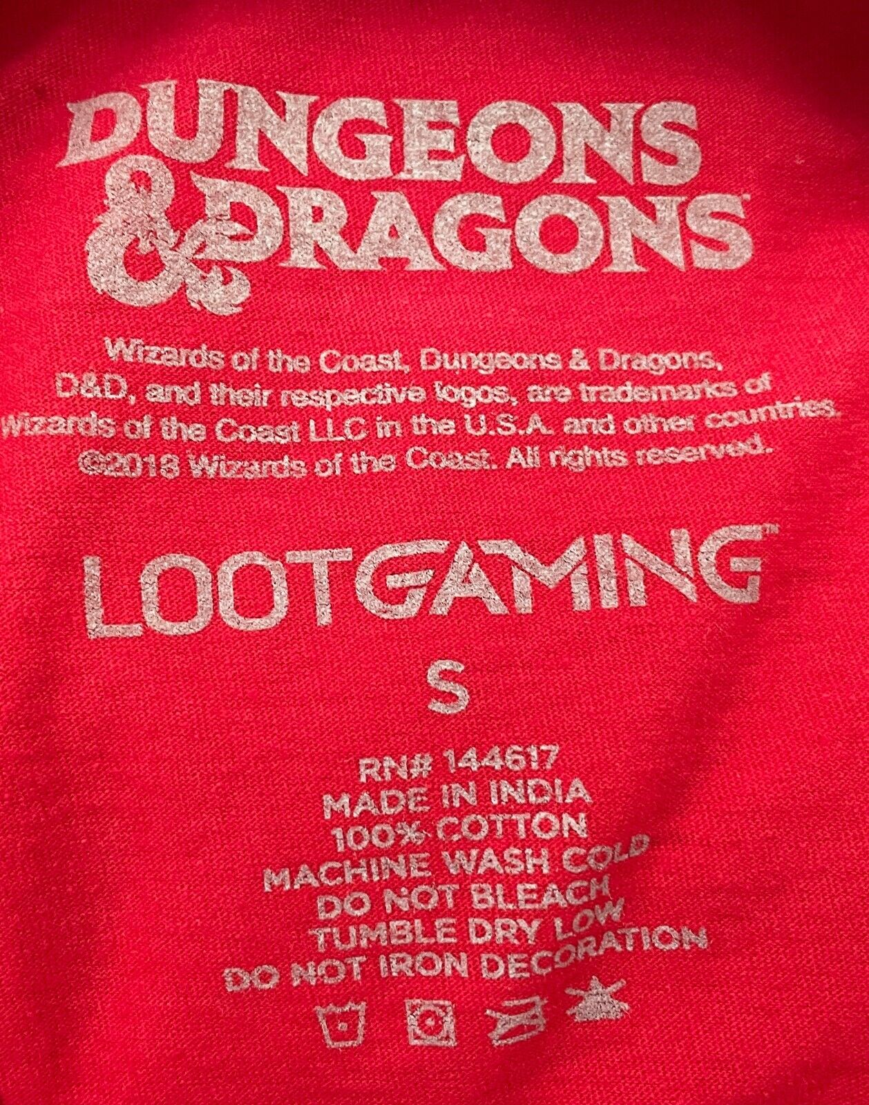 DUNGEONS & DRAGONS T-Shirt Red Short Sleeve Unisex Size S Chest Print 90cm 2018
