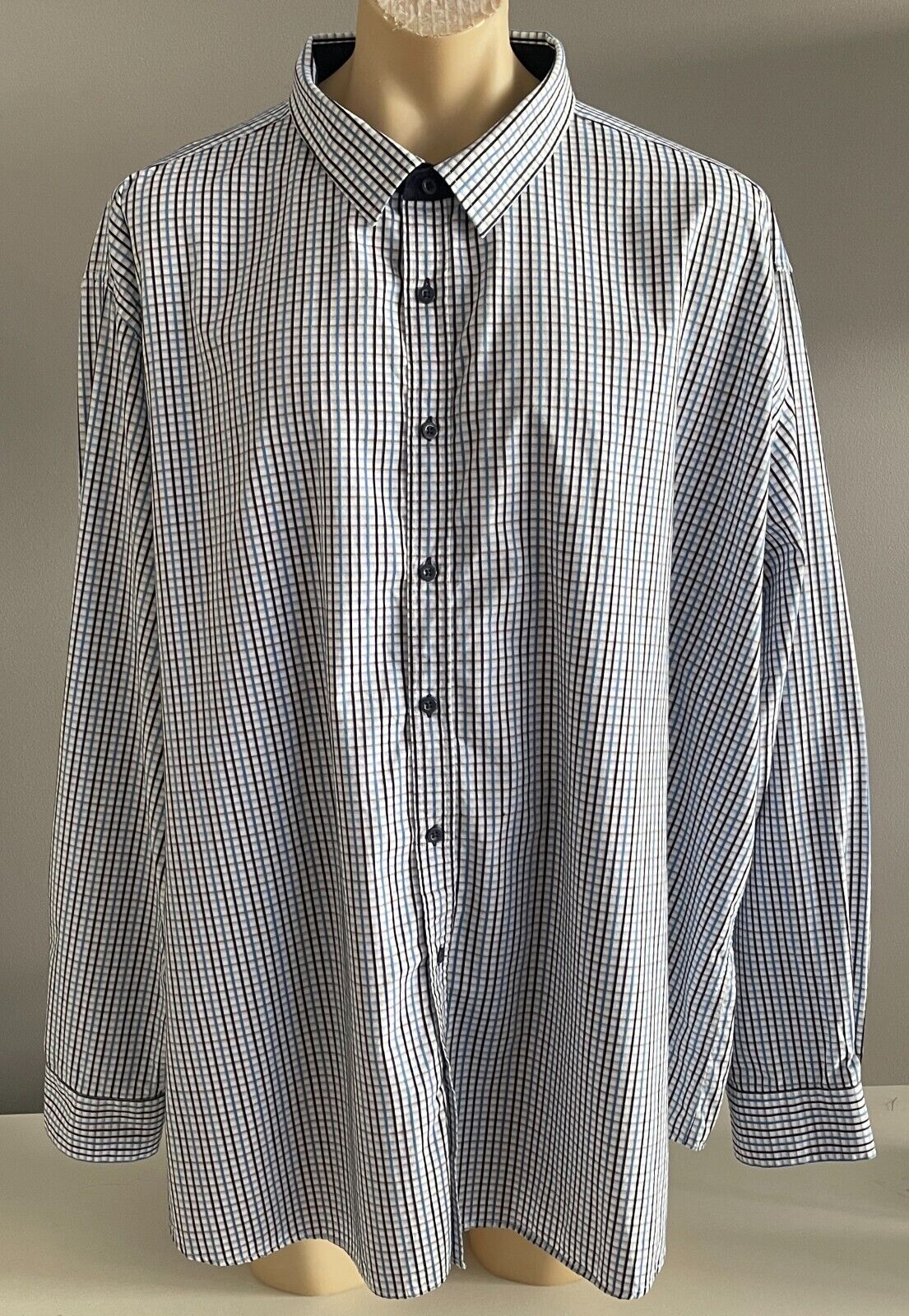 Mens JOHNNY BIGG Shirt Black Blue Grey White Small Check Long Sleeve Plus Sz 8XL