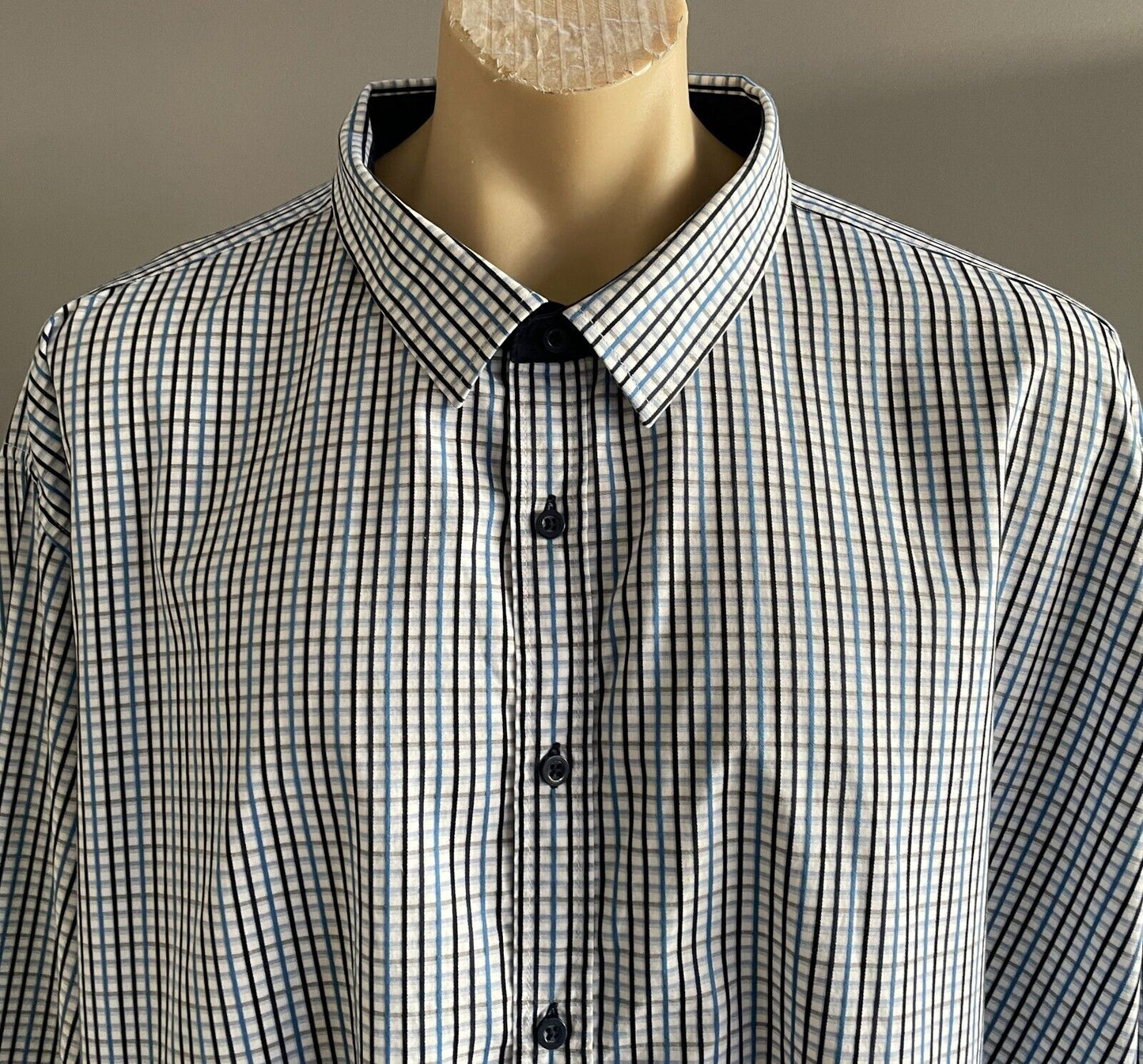 Mens JOHNNY BIGG Shirt Black Blue Grey White Small Check Long Sleeve Plus Sz 8XL