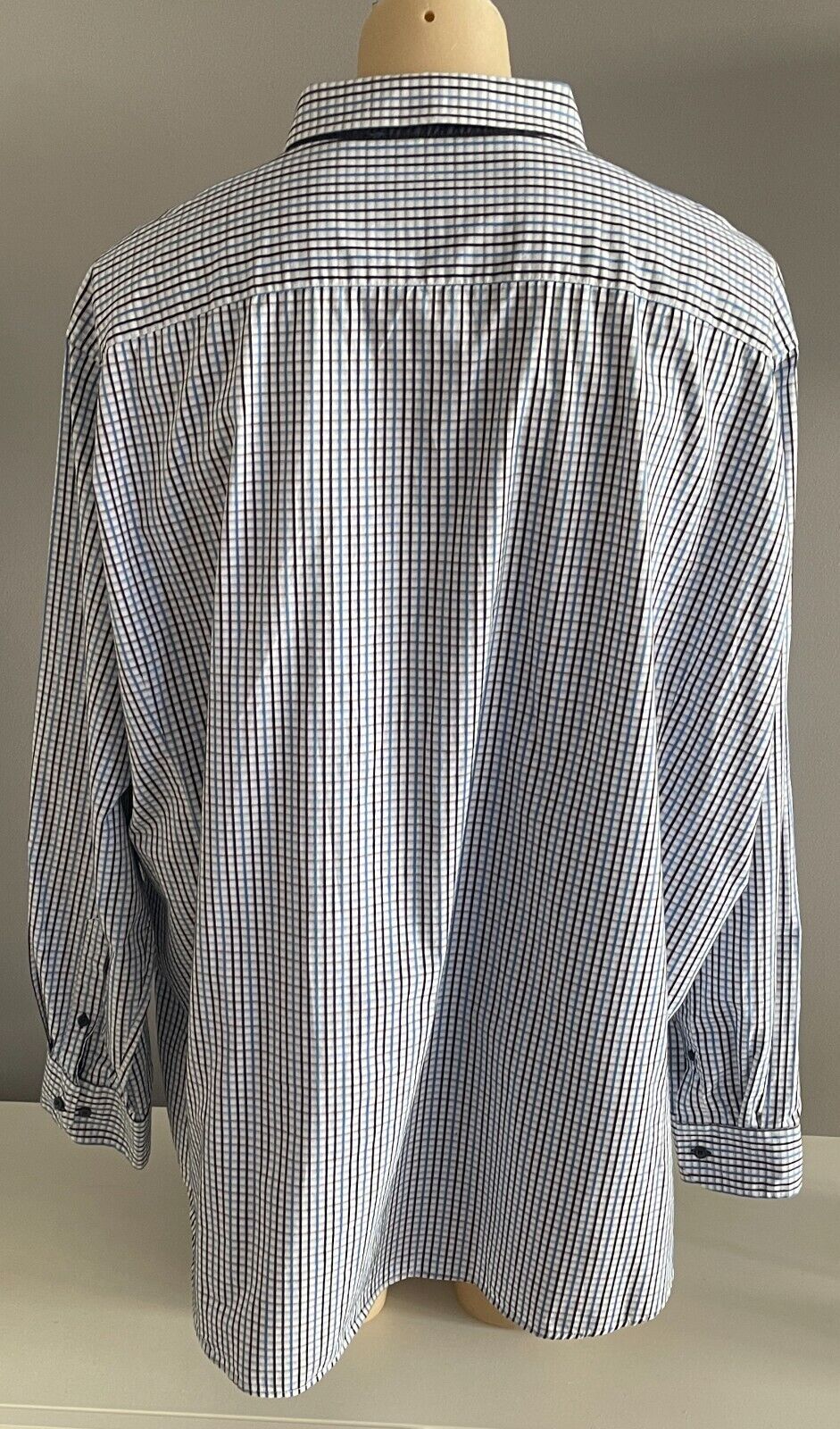 Mens JOHNNY BIGG Shirt Black Blue Grey White Small Check Long Sleeve Plus Sz 8XL