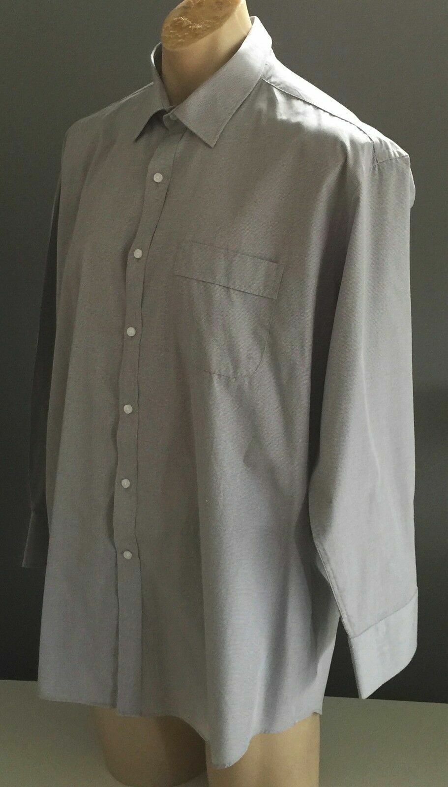 Mens VAN HEUSEN Long Sleeve Shirt Grey & White Classic Fit Size Neck 44cm