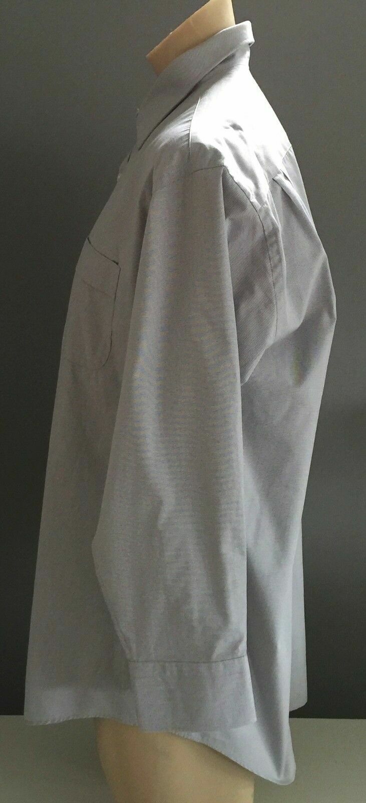 Mens VAN HEUSEN Long Sleeve Shirt Grey & White Classic Fit Size Neck 44cm