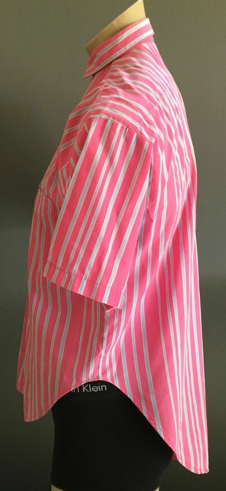Mens ECRU Short Sleeve Shirt Pink & Blue Stripe Size M 102cm Chest