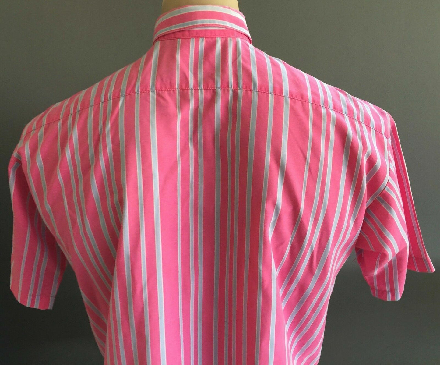 Mens ECRU Short Sleeve Shirt Pink & Blue Stripe Size M 102cm Chest