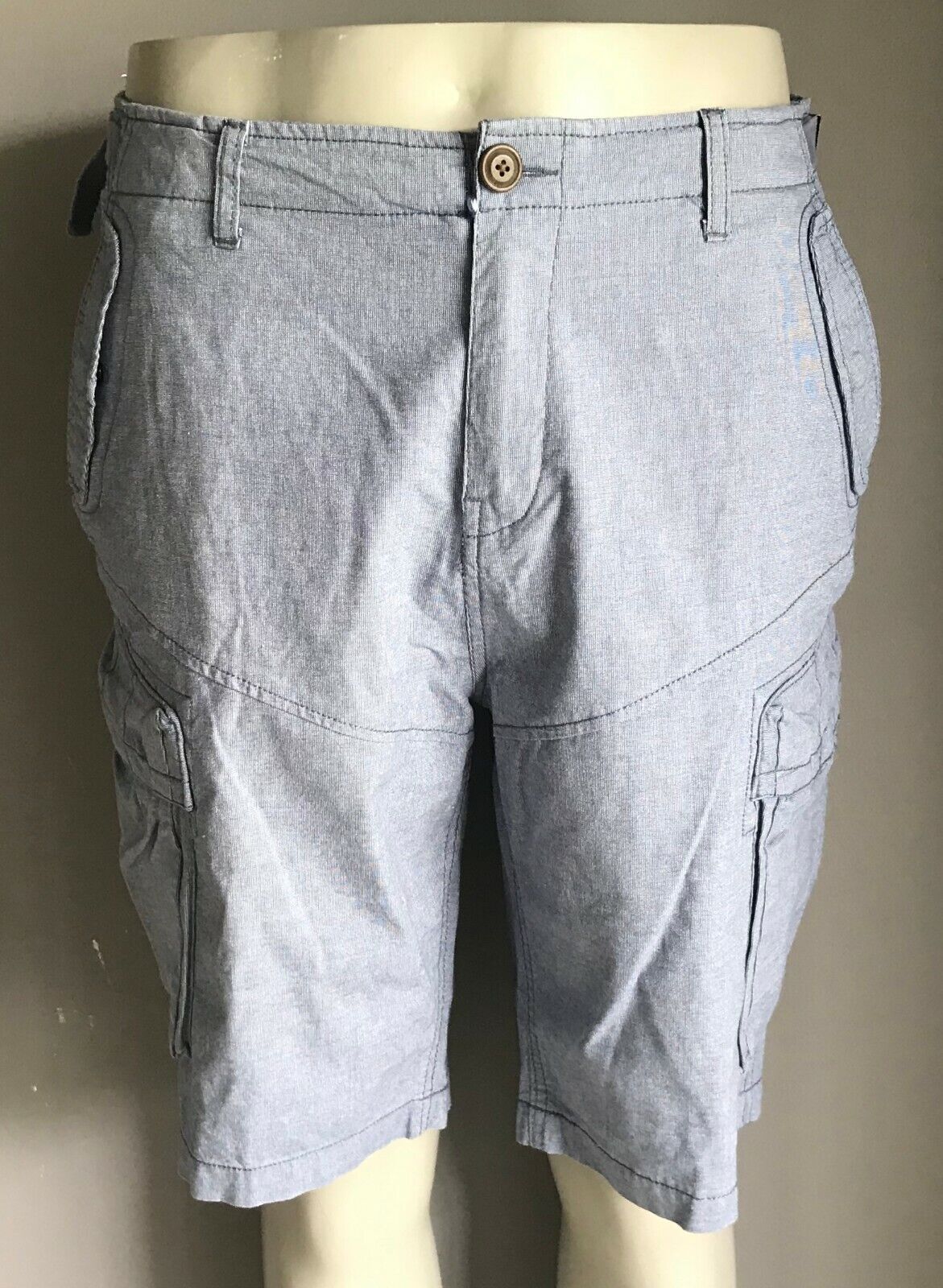Cargo Shorts YD Blue Casual Side Pockets Mid Length Mens Size 38