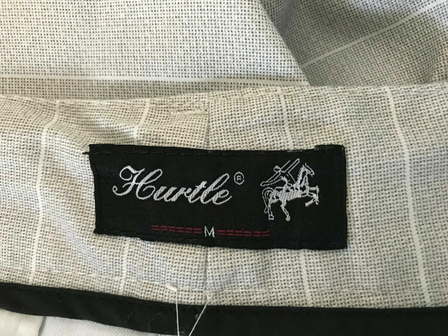 Casual Shorts HURTLE Mens Light Grey & White Stripe Cuffed Hem Size M