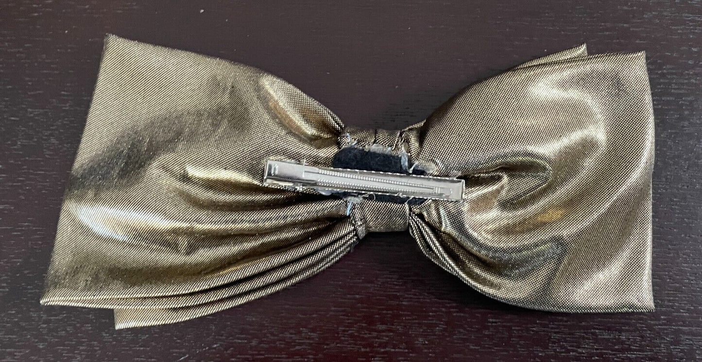 HAIR CLIP Gold Lame Double Bow - Large Size 24.5cm Wide x 11cm High NEW