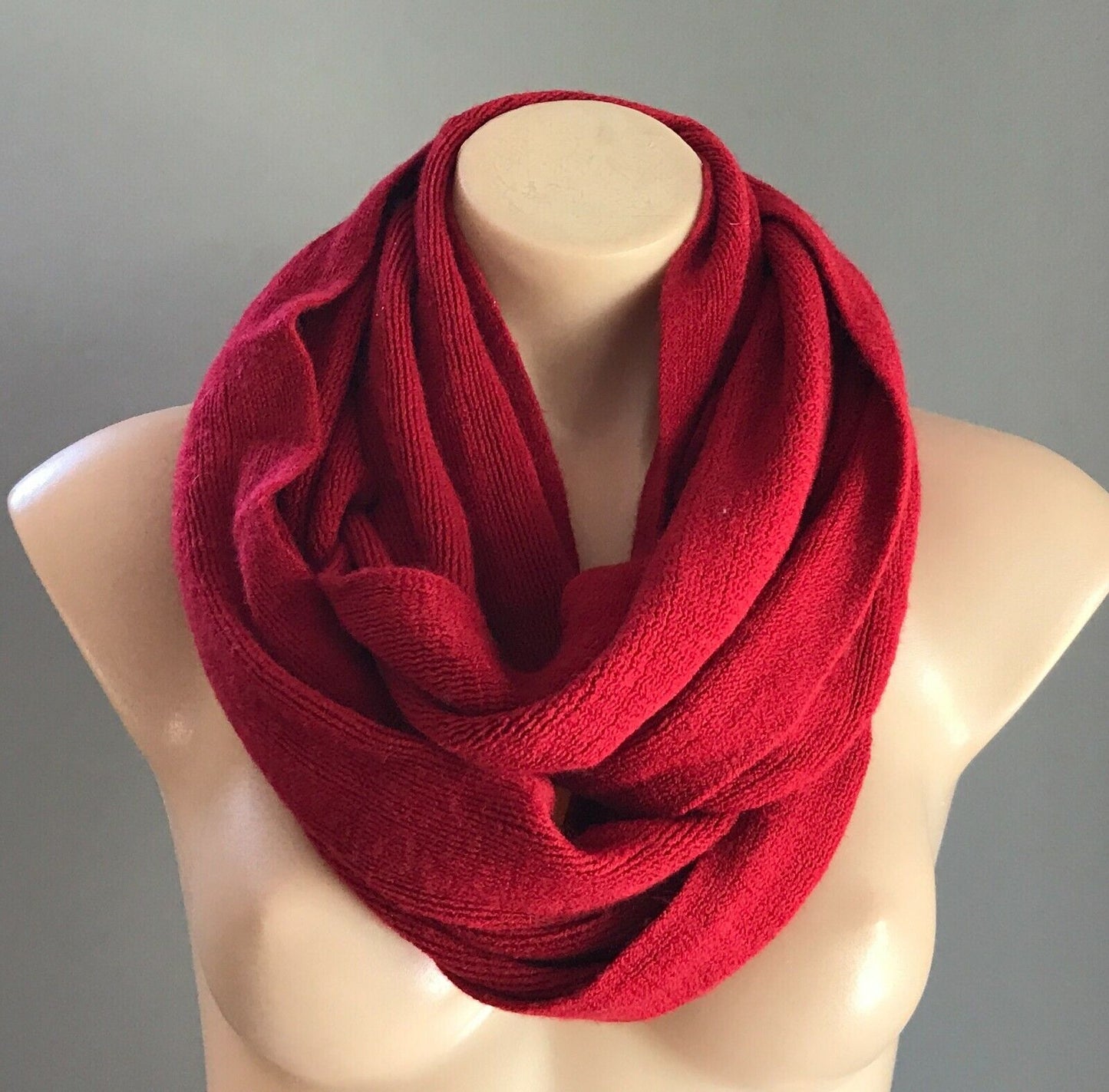 Infinity Scarf RUBI Maroon Knit Snood Winter Neck Wrap Ladies Super Warm