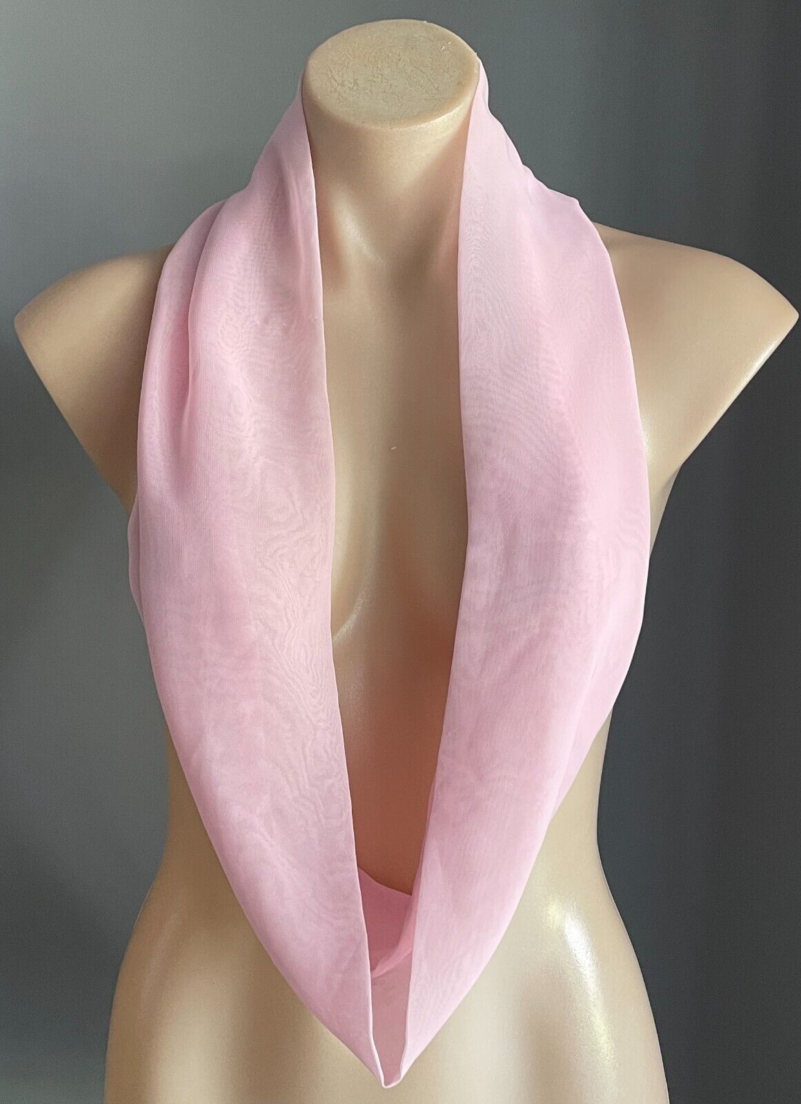 Infinity Scarf Vintage Handmade Ladies Pink Chiffon Neck WRAP Scarf