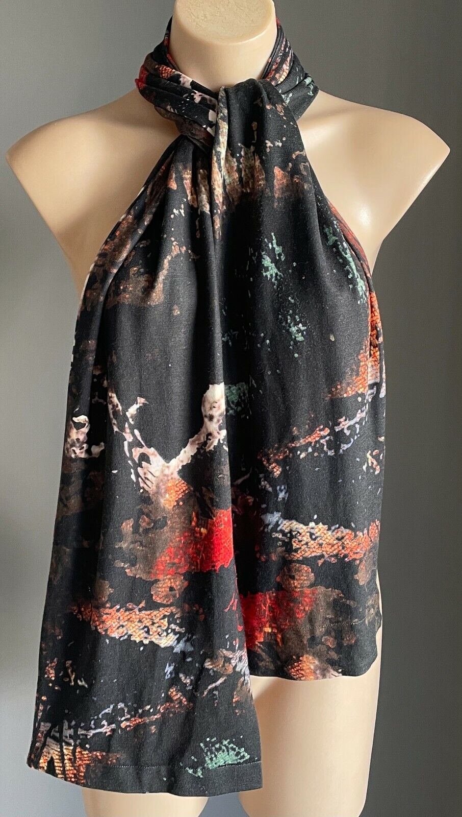 YVONNE BLACK Tube Scarf Red Black Brown Abstract PolyBlend Rectangle