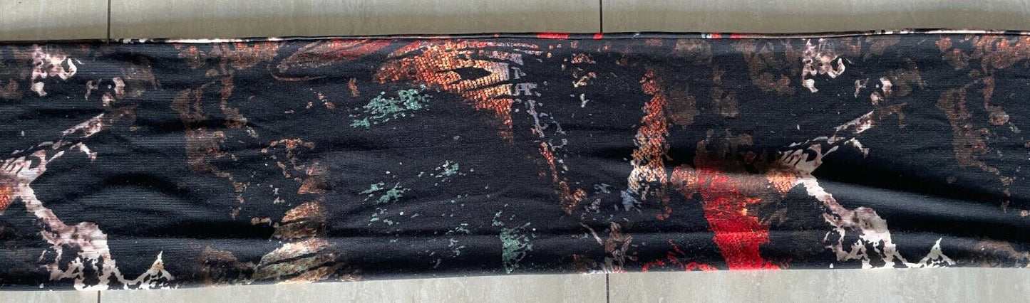 YVONNE BLACK Tube Scarf Red Black Brown Abstract PolyBlend Rectangle