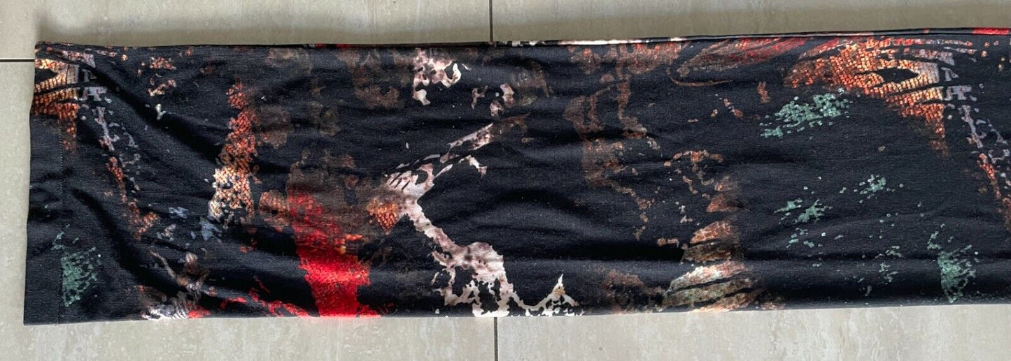 YVONNE BLACK Tube Scarf Red Black Brown Abstract PolyBlend Rectangle
