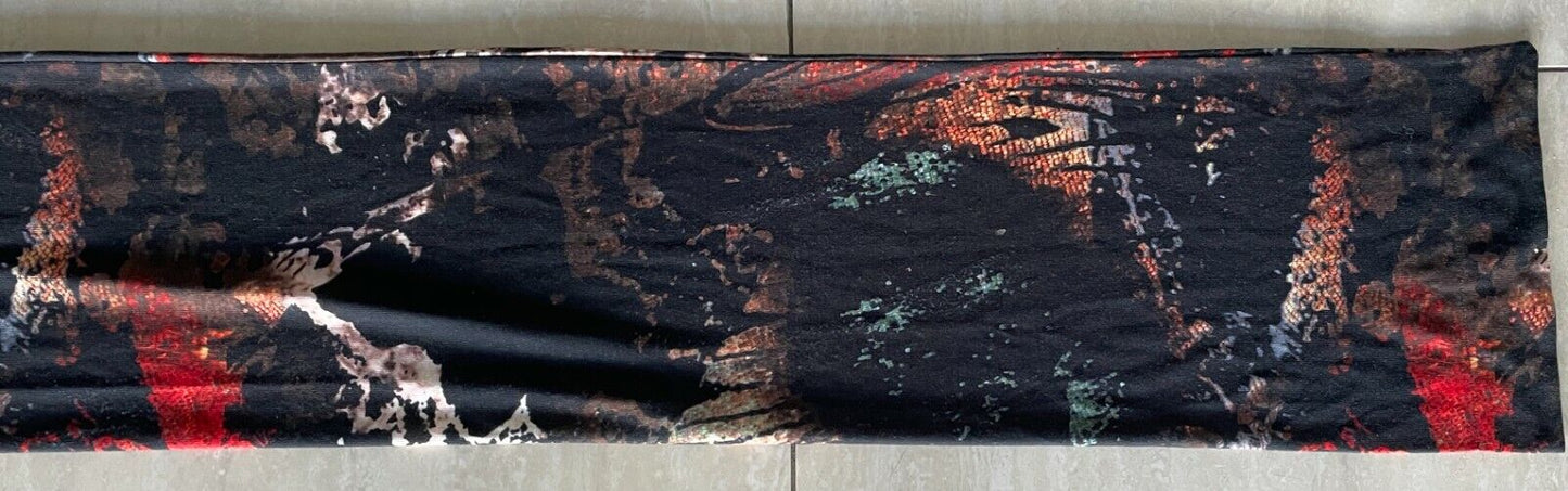 YVONNE BLACK Tube Scarf Red Black Brown Abstract PolyBlend Rectangle