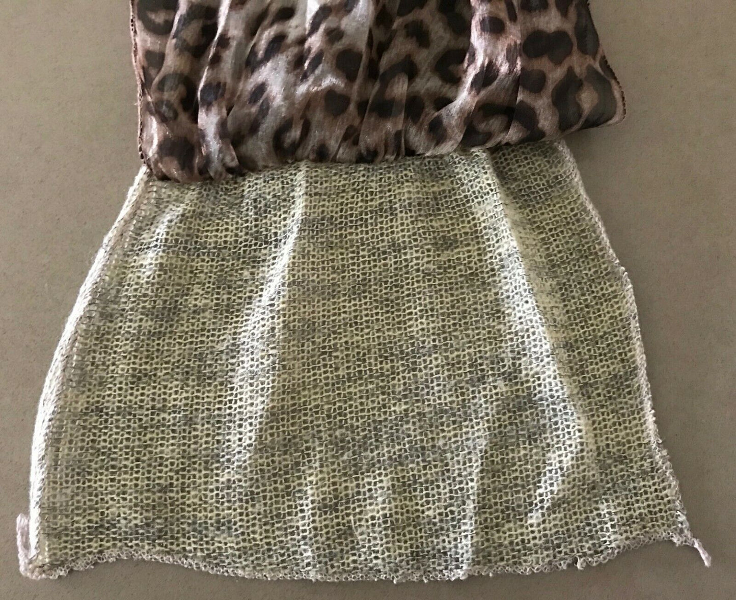 SCARF Double Layer Sheer Animal Print & Knit Rectangle 209 L x 33.5cm W Ladies