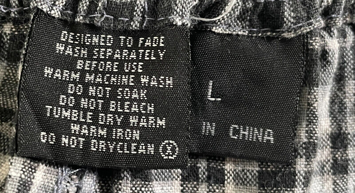 2 Pairs Mens Shorts Size L Elastic Waist Grey Black & Blue Yellow White Check