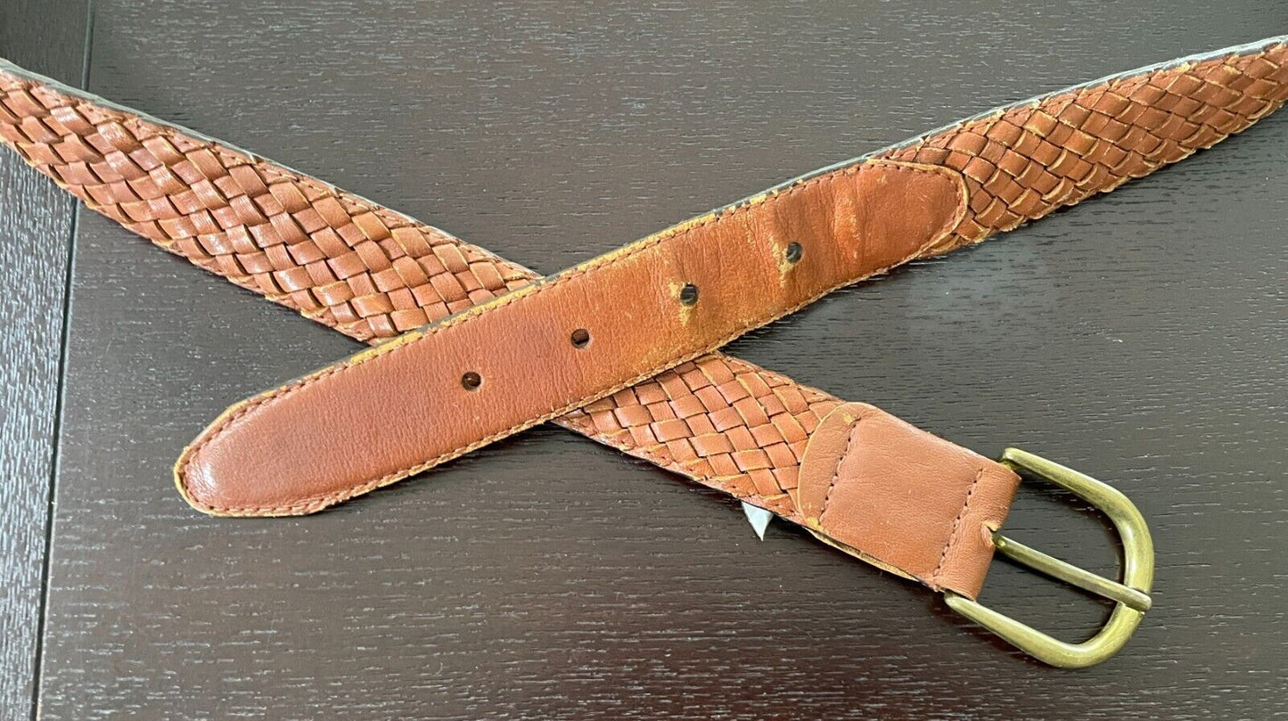 Mens LEATHER Belt KANGAROO BELT COMPANY Tan Plaited Belt Size 42 102 - 107cm