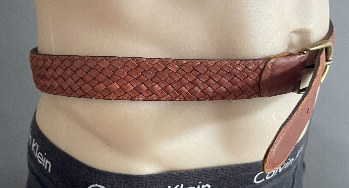 Mens LEATHER Belt KANGAROO BELT COMPANY Tan Plaited Belt Size 42 102 - 107cm