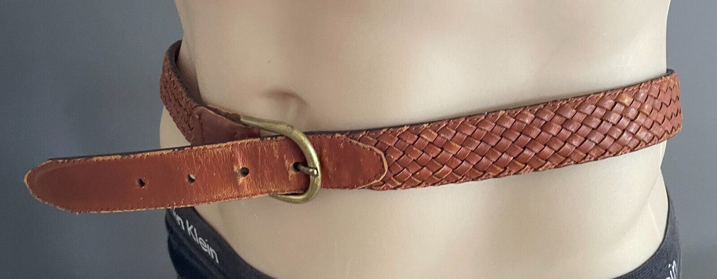 Mens LEATHER Belt KANGAROO BELT COMPANY Tan Plaited Belt Size 42 102 - 107cm